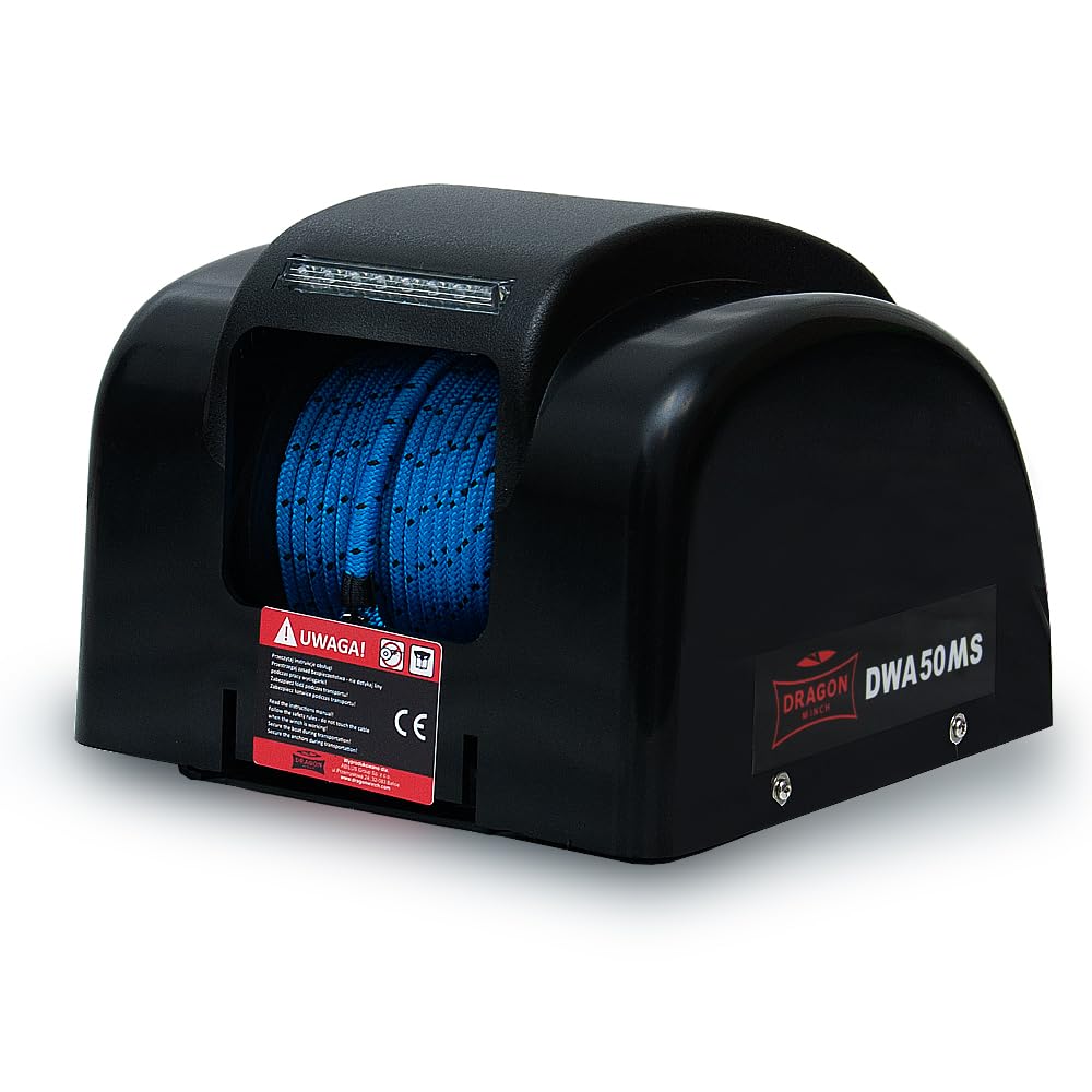 DRAGON WINCH Salpa Ancore Elettrico 12V 50 lbs (22 kg) – Verricello 150W con Corda Sintetica 30,5 m e Telecomando Senza Fili – per Barche da Pesca, Gommoni – Kit Completo Acqua Salata