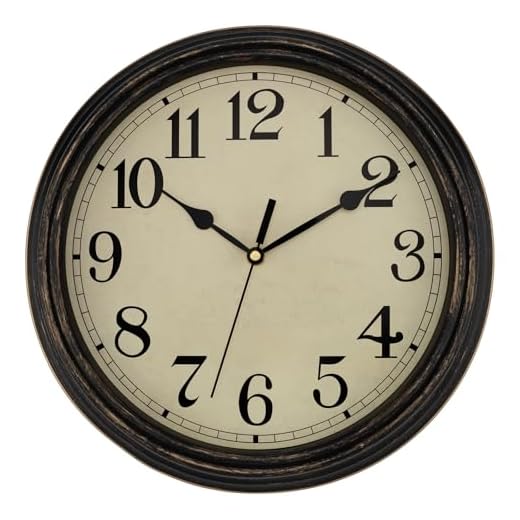Lumuasky 14 Inch Wall Clocks Battery Operated Silent Non-Ticking Wall Clock Vintage Retro Style Decorative for Living Room Office Kitchen (Bronze)