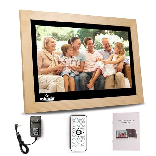 Image of Miracle Digital 17''HDMI Wooden Digital Photo Frame with Hi- Def Screen, USB Disk Card, Remote Photos Slide Show, Video Audio, Support SD Built in 8GB Memory & 2GB RAM(Light)