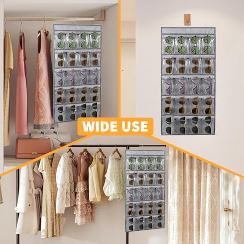 TEMUORG 2 Pcs Sunglasses Organizer Storage Sunglass Holder for Wall Hanging Eyeglass Organizer for Multiple Glasses (GRAY) by TEMUORG - Image 6