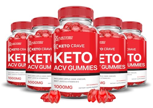 (5 Pack) Keto Crave Keto ACV Gummies Advanced Formula 1000MG Keto Crave Keto Gummies Apple Cider Vinegar Formulated with Pomegranate Beet Juice Powder B12 Vegan Non GMO 300 Gummys -  Justified Laboratories