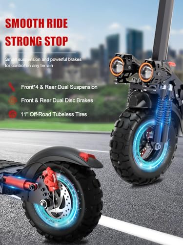 MIWEN 11'' Electric Scooter,Electric Scooters Adult,45-55km Range,Foldable Pure Scooters, Double Braking System & Shock Absorption All Terrain Offroad Escooters for Adults and Teens,Max Load 150kg - Image 4