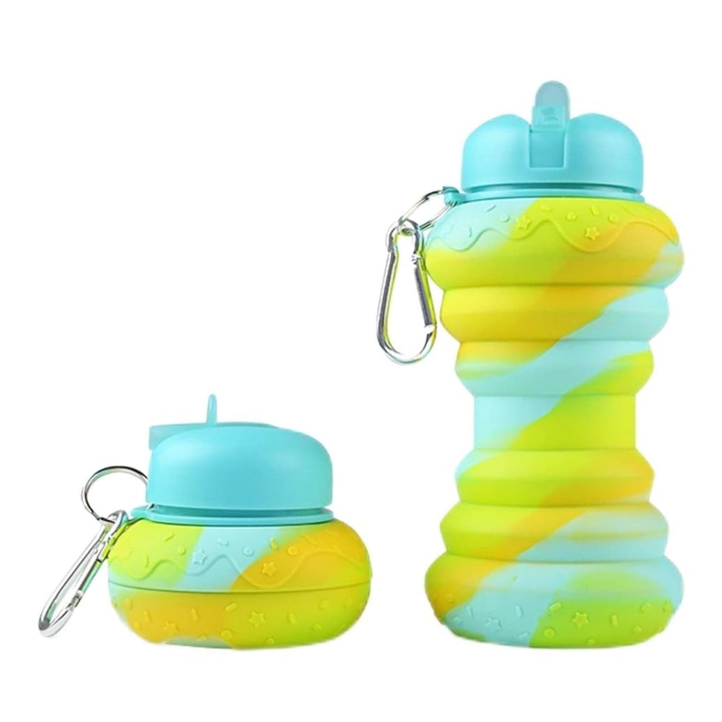 Gourde Portable en Silicone pour Camping, Pliable, avec Mousqueton, idéale pour la Salle de Sport et la randonnée.