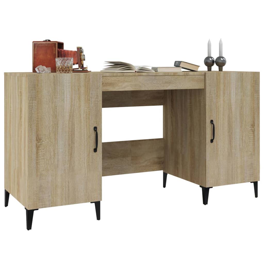 Scrivania in rovere Sonoma, 140 x 50 x 75 cm, con spazio e ripiano, stabile, per PC da lavoro, laptop, ufficio, gaming, segretaria, ergonomica, salvaspazio