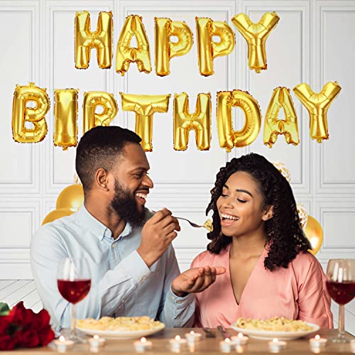 Image of Party Propz Golden Balloons For Decoration -13Pcs Combo Kit With Gold Happy Birthday Foil Balloon, Confetti and Metallic Balloons Set for Birthday Decoration Kit Combo /Ballons for Decorating Birthday
