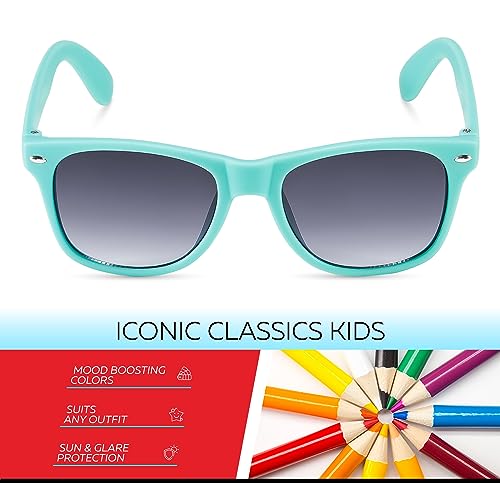Image of Retro Rewind Kids Sunglasses for Boys Girls Age 3-12 - Shatterproof UV400 Toddler Children Sun Glasses