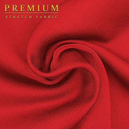 Womens Premium Nylon Ponte Stretch Office Fishtail Pencil Skirt Ksk45010 1073T Red M #TOP5