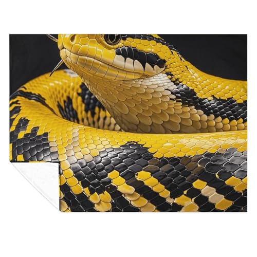 Couverture canapé et lit motif python jaune pour des soirées cocooning chaleureuses