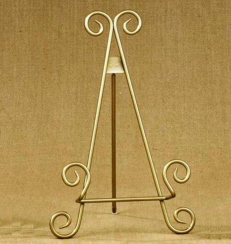 11"h Gold Finish Metal Display Easel/Platter Stand ~ Great for Display Photo Frames