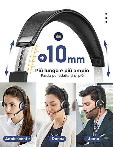 Mpow 328 Cuffie USB /3.5 mm per Computer con Microfono, Cuffie Business Leggere con Scheda Audio per La Riduzione del Rumore, Controllo in Linea per Skype, MS Team,Zoom, PC, Cellulare
