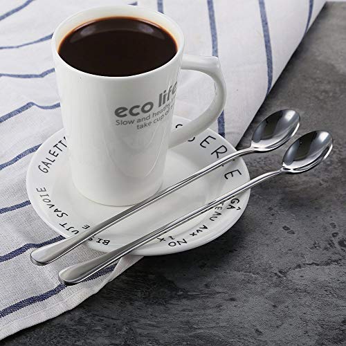 Longkins Spoon 2 Pcs Tea Spoons Long Handle Coffee Spoon Stainless Steel Ice Cream Dessert Scoop For Home Kitchen Office Bars