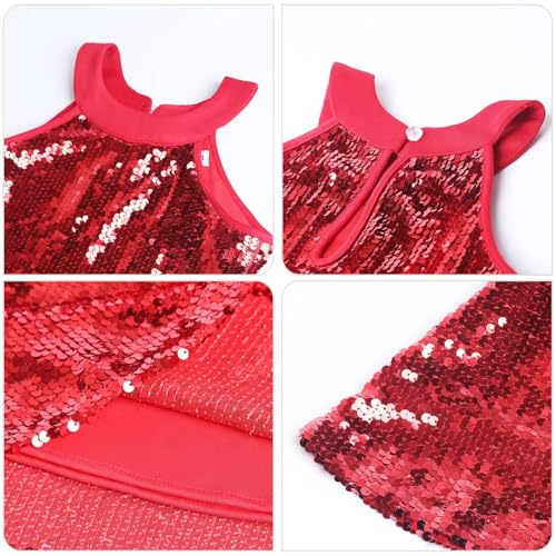 Image of WELAKEN Girls Ombre Sequin Dress Sparkly Fancy Short Puff Sleeves Gradient Party Dress