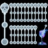Potchen 20 Pcs Halloween Dry Ice Swizzle Sticks, Skull Shape Plastic Stir Sticks Glow in the Dark Cocktail Beverage Drink Stirrers for Smokey Drinks Coffee Mix Home Bar Party Decoration