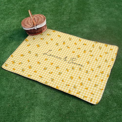 Wanapix | Manta Picnic 240x145 cm | Personalizada con Tus Fotos o Textos | Impermeable | Incluye Arnés con Asa de Transporte | Mantel Grande para Jardín Playa o Parque | 100% Personalizada