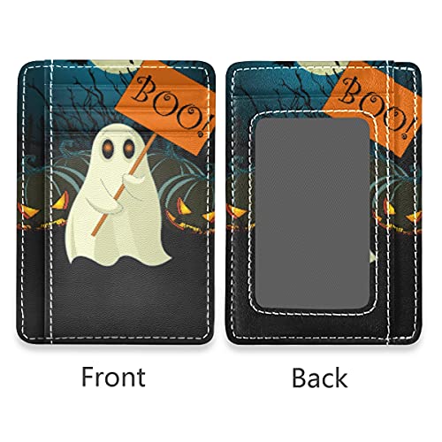 susiyo Halloween Cute Ghost Slim Minimalist Wallets Rfid Blocking Card Wallets PU Leather Front Pocket Wallets for Men and Women2