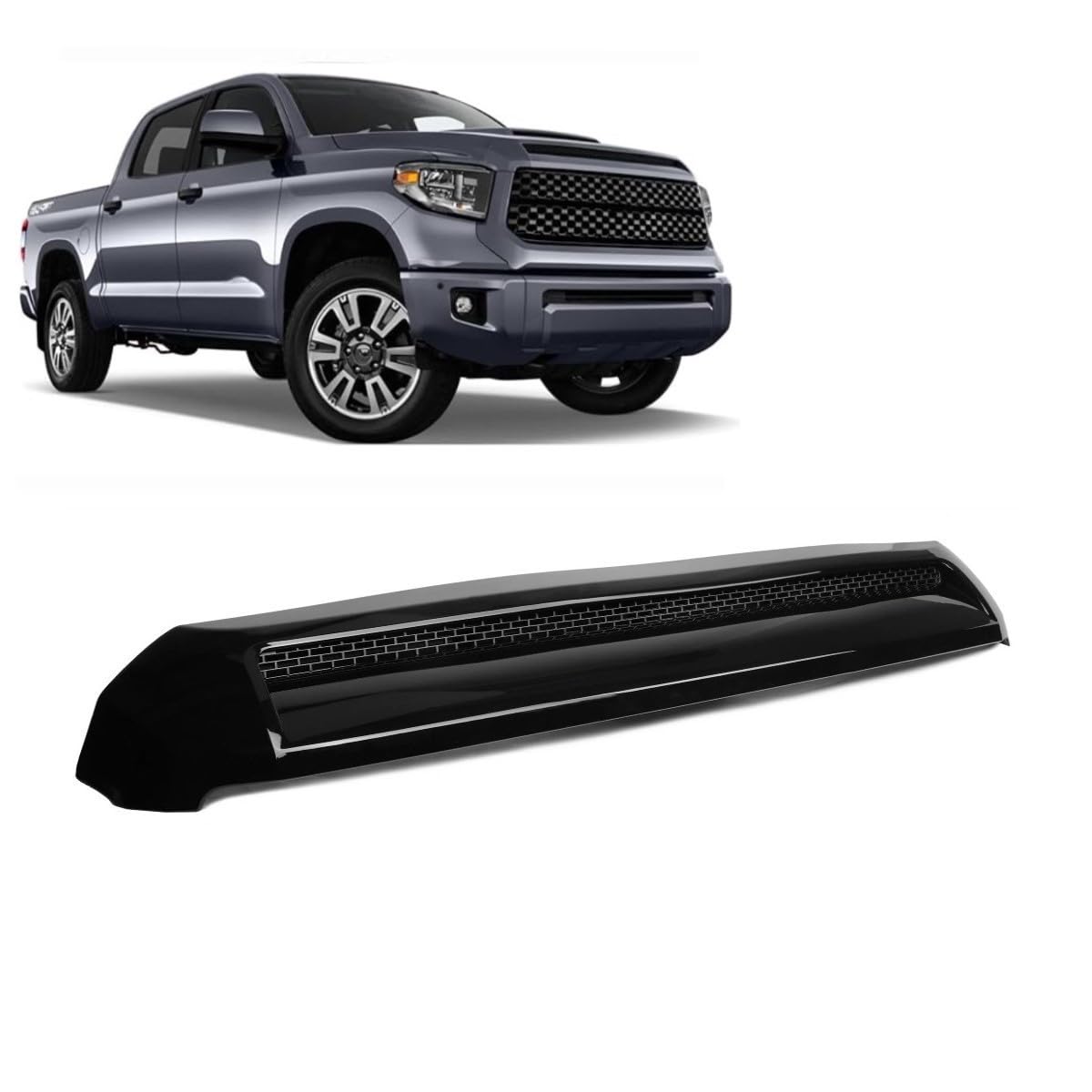Photo 1 of Ezmech Hood Scoop Molding Compatible With Toyota Tundra 2014-2021 Grill Upper Molding Hood Molding Front Upper Hood Bulge Molding (Black)