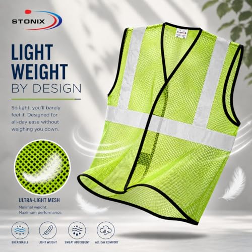 Image of STONIX Safety JacketFor Men Women With High Visibility Reflective Strips Industrial Construction Work breathable (PACK OF 5,10, ORANGE, GREEN) net Febric Material