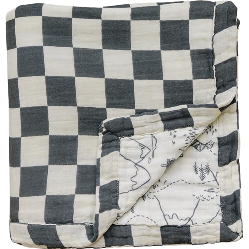 Image of Summit Charcoal Checkered Muslin Quilt by Mebie Baby