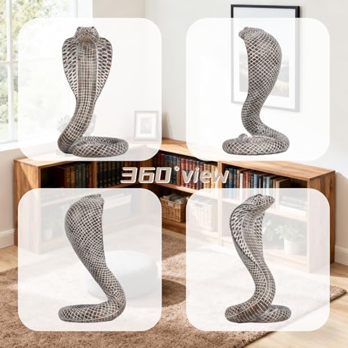 Estatua de Serpiente Cobra Realista en Resina Blanca miniatura 3