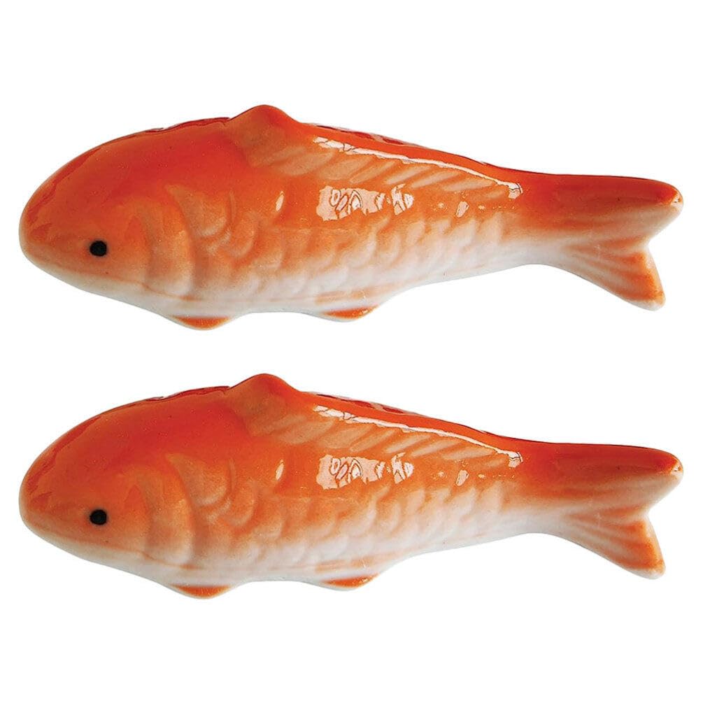 Amosfun Ceramic Aquarium Floating Fish 2pcs Porcelain Koi Fish Figurine Artificial Goldfish Floatable Fish Statue for Garden Pond Water Fountain Desktop Decor