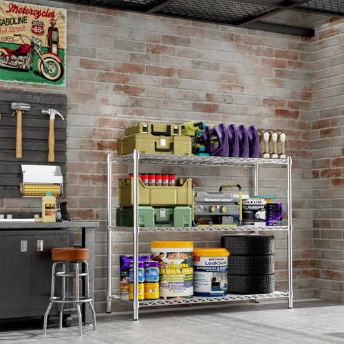 Image of ROOMTEC 3-Tier Wire Shelving Unit,48 inch W*20 inch D*47 inch H,Max Load 1200 lbs