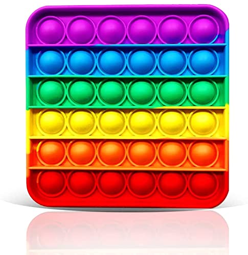 AIMERS Push Pop Fidget Toy, Push Pop Bubble Sensory Fidget Toy Silicone Pop Bubble Sensory Silicone Toy Simple Dimple, Autism Special Needs Stress Reliever (Square)