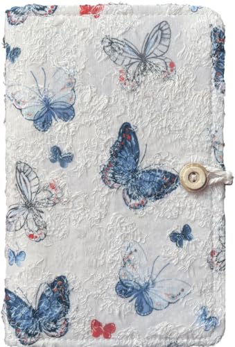 Petit journal 13x18 cm et classeur A6 budget blanc au motif papillons