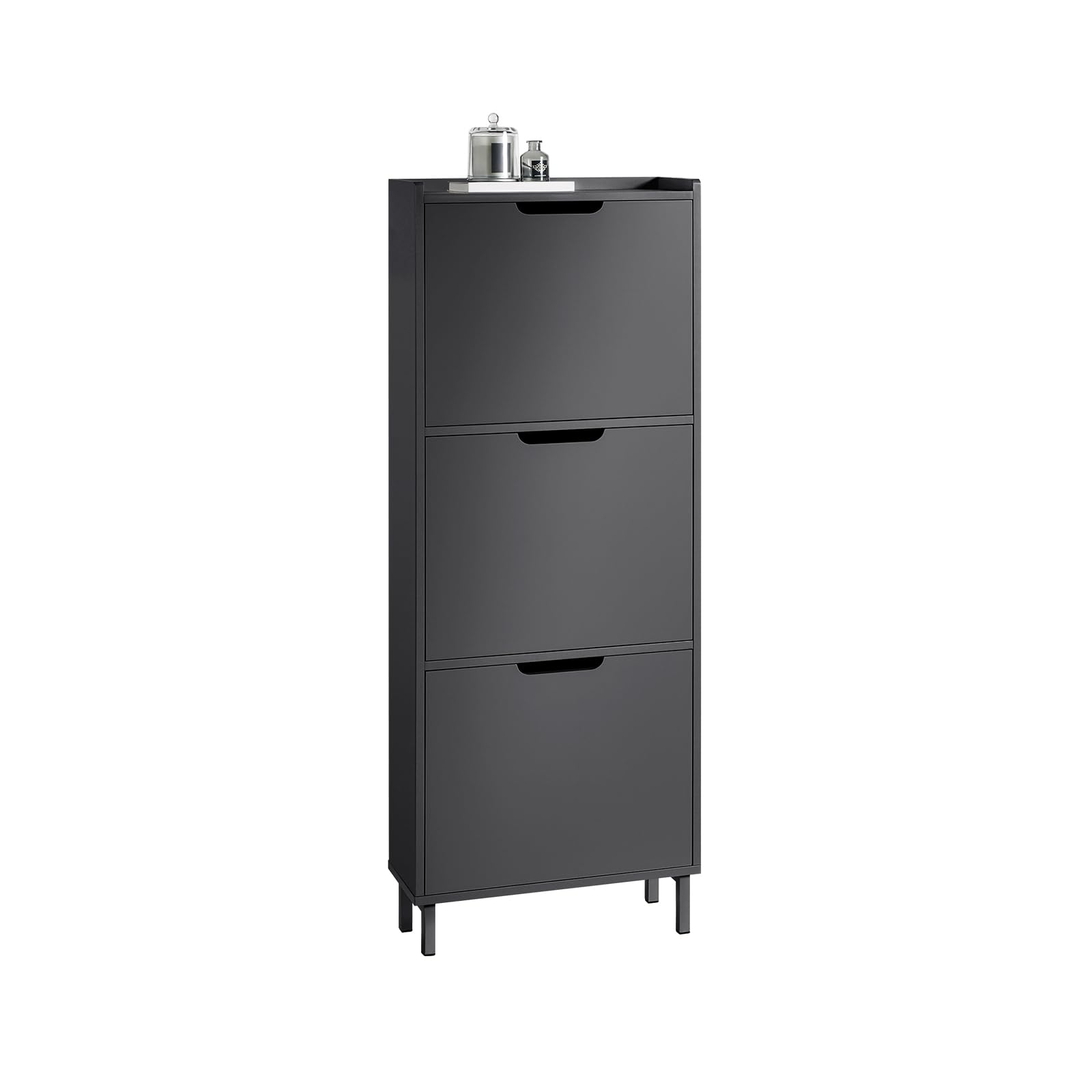 SoBuy Zapatero Estrecho con 3 Solapas Organizador para Zapatos de Entrada 50 x 19 x 129 cm Negro FSR151-H-SCH ES