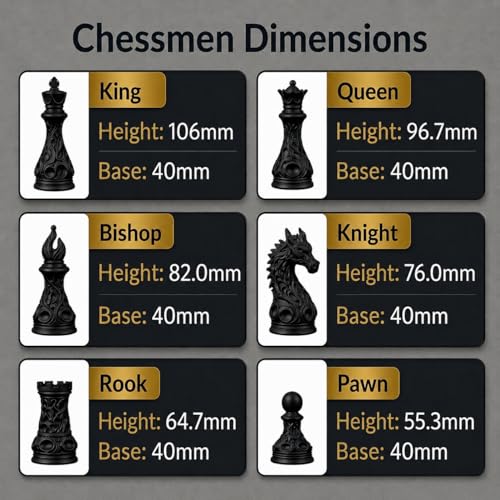 Image of TADCraft Decorative Chess Pieces - Artistic Black and White Ornate Chessmen for Display, Collection & Casual Play (32 Pieces-Tournament Size)