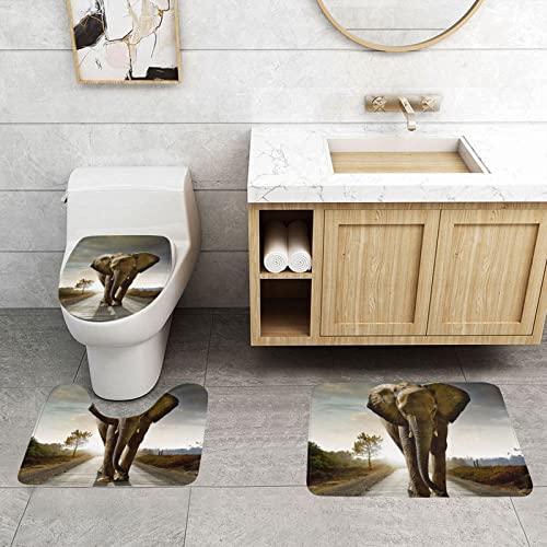 3D Elefant Badematte Set 3 Stück Badezimmer Anti-Rutsch Teppich Set für Badezimmer Küche Schlafzimmer – Bild 4