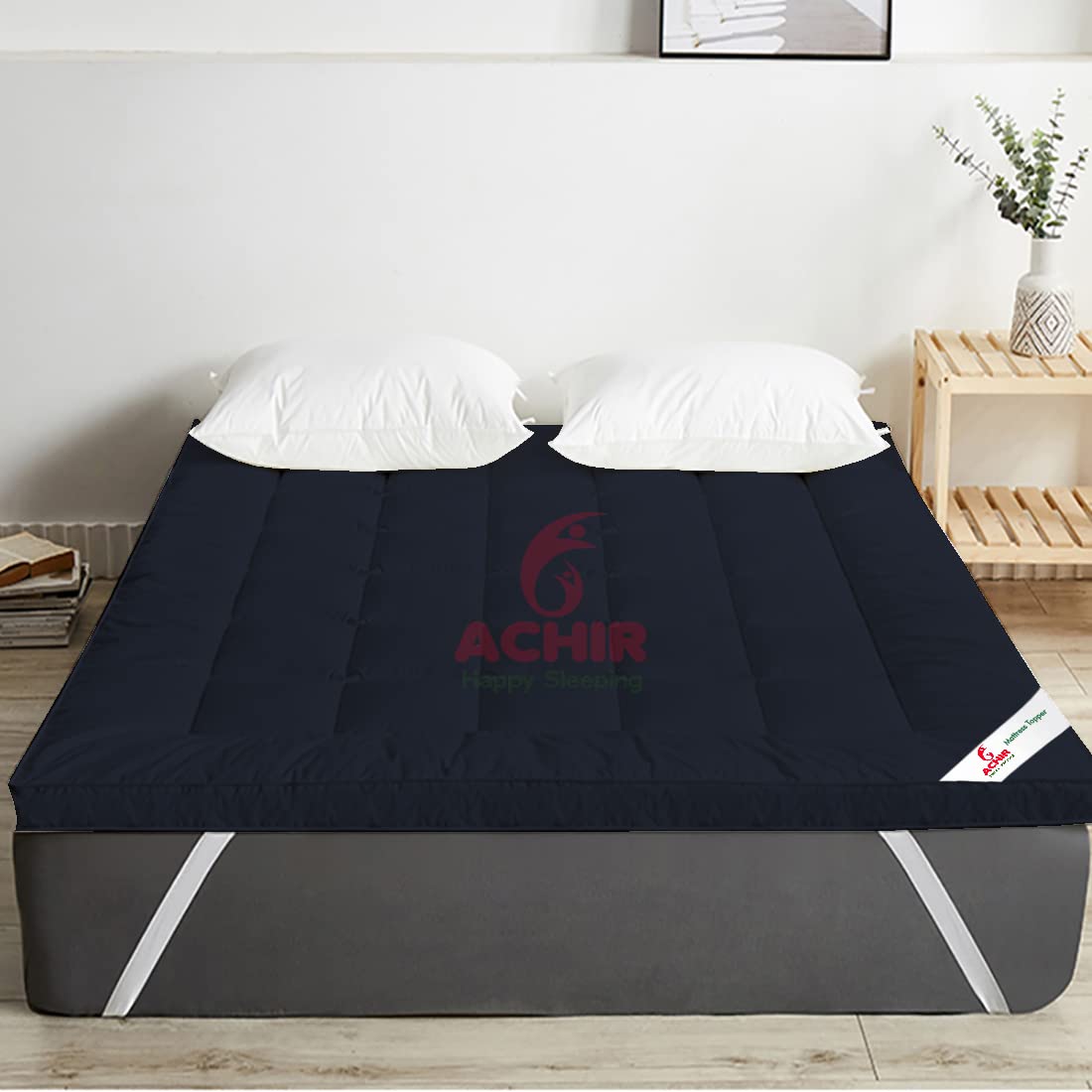 ACHIR 2500 GSM Microfiber Finest Imported Super Soft Mattress Topper/Padding Small Twin, 48"x72" (Dark Blue, 4 ft x 6ft)-image-33