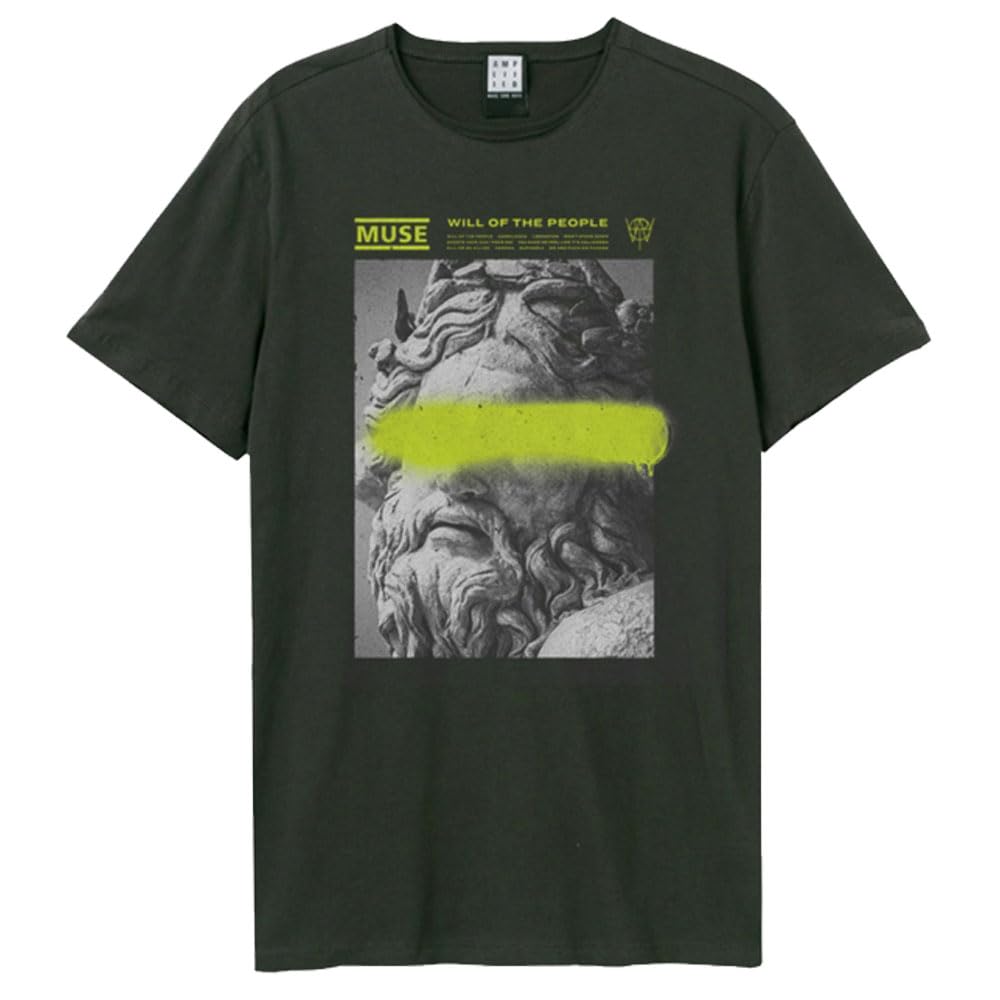 Amplified Muse T Shirt Graffiti Band Logo Official Unisex Charcoal S