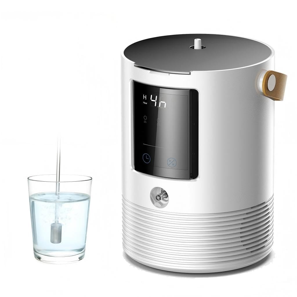 Máquina de inhalación de hidrógeno portátil de 240 ml y generador de agua de hidrógeno, 99.996% ultra puro, último ionizador SPE/PEM con electrodos de platino, modo nocturno de 4 horas, para el hogar
