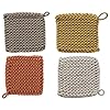 Creative co op square cotton crocheted potholdershot pads set of 4 colors pot holders multicolor 4 count  urban country home decor