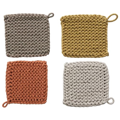 Creativecoopsquarecottoncrochetedpotholdershotpadssetof4colorspotholdersmulticolor4count Urban Country Home Decor Creative co op square cotton crocheted potholdershot pads set of 4 colors pot holders multicolor 4 count urban country home decor