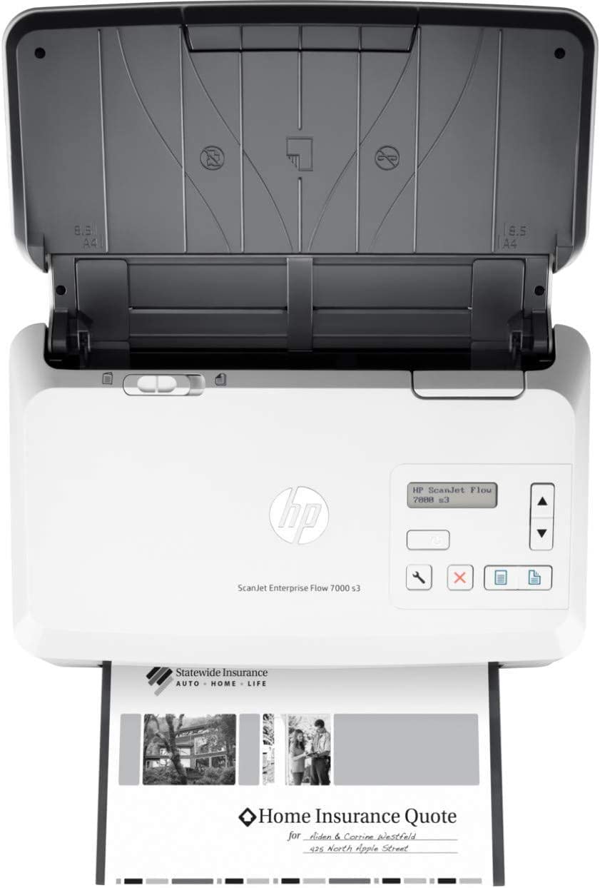 HP Scanjet Enterprise Flow 7000 S3 (L2757A), Doppia Scansione a Singolo Passaggio, Formato A3, Professionale per Documenti e Immagini, Piccolo e Sottile, Bianco