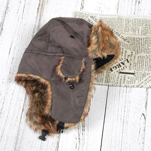 Image of ONWAY Trapper Hat Winter Hats for Women Men with Faux Fur Ear Flaps