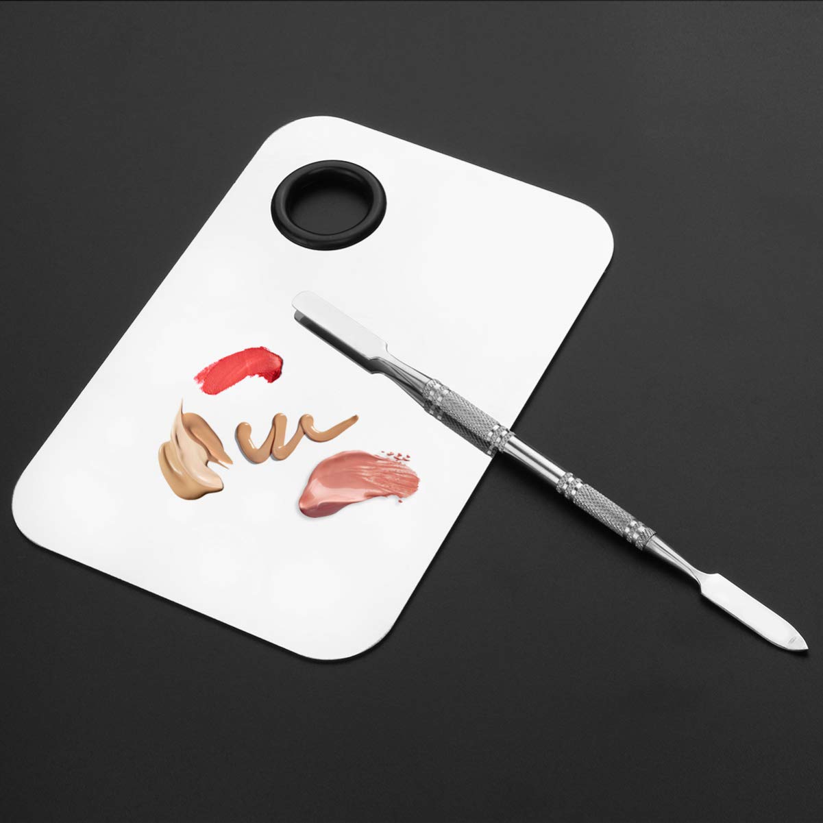Paleta do mieszania makijażu, szpatułka do palety ze stali nierdzewnej, kosmetyczna szpatułka do nail art, cieni do powiek, rzęs, makijażu, profesjonalne mieszanie pigmentów, lekka, łatwa do