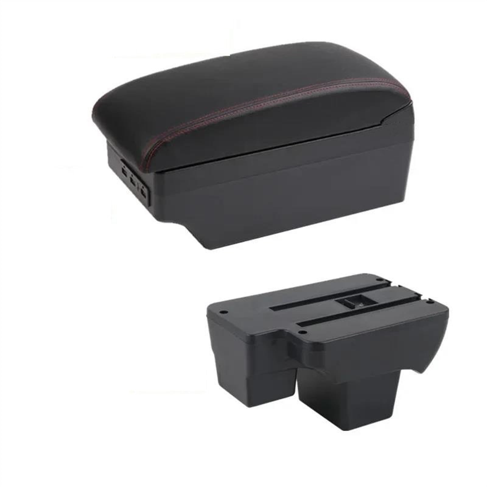 NOHEEU Car Interior Accessory Center Console Storage Box Multifunctional Armrest For Virtus For Polo 2019-2024(C red line 7USB)