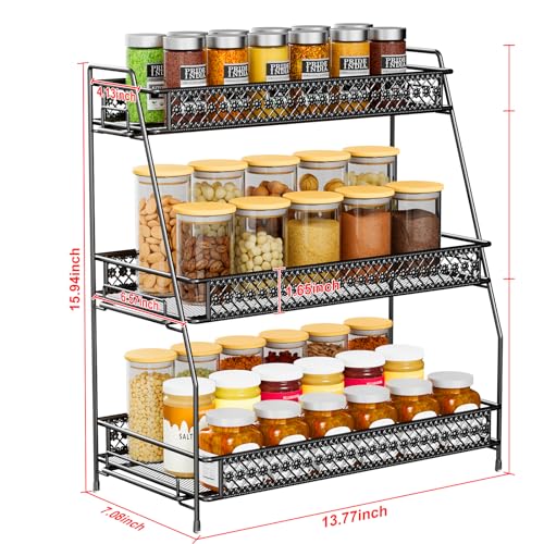 Bridgify Black Alloy Steel Countertop Organizer, 15.94 inches, Kitchen & Bathroom Spice Rack, Makeup & Skincare Storage, 3 Tiered Shelves - Cosy Home Interiors Bridgify Black Alloy Steel Countertop Organizer, 15.94 inches, Kitchen & Bathroom Spice Rack, Makeup & Skincare Storage, 3 Tiered Shelves - Image 3