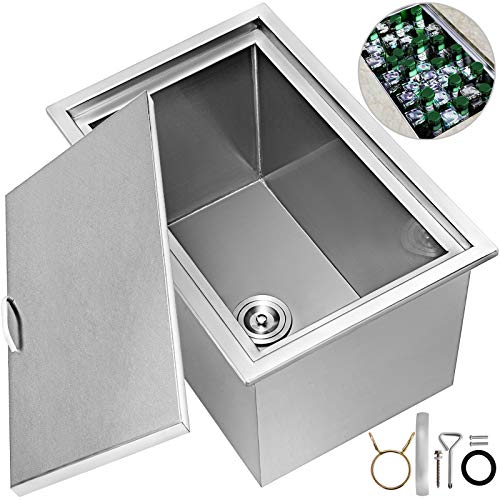 Happybuy Drop in Ice Chest 22x17x12 Inch with Cover Drop in Cooler Stainless