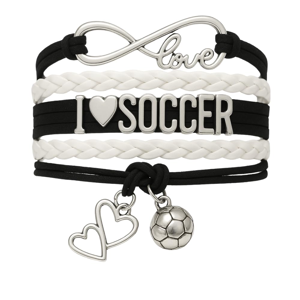 Infinity Collection Soccer Gifts, Soccer Bracelet, Soccer Jewelry, Adjustable Soccer Charm Bracelet- Soccer Gifts (Love)