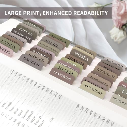 Image of Taja Bible Tabs, 75 Large Print Index Tabs for Women & Men