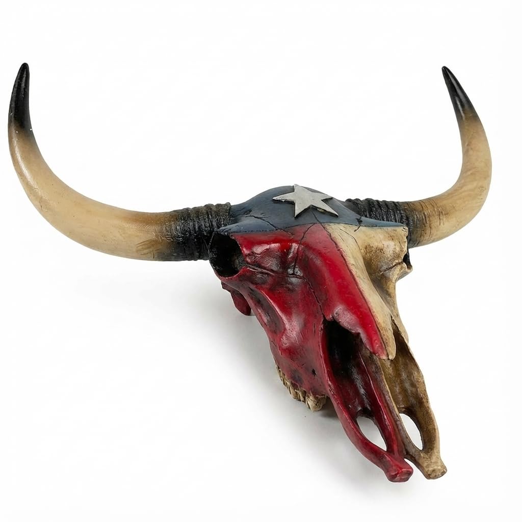 ⏱SALE！テキサスロングホーン　牛　角　バッファロー　スカル アメリカン Amazon.co.jp: Urbalabs 素朴なテキサス国旗 ロングホーン 牛の頭蓋骨