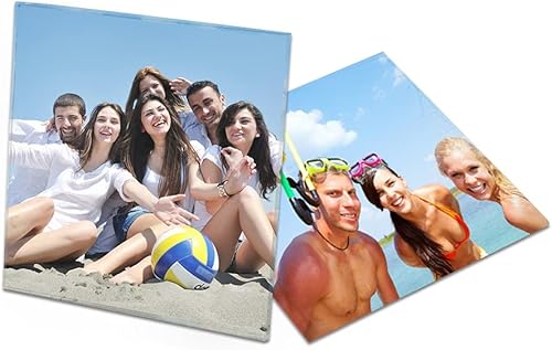 MR.R Marco de fotos de vidrio brillante de 2 piezas de 8 pulgadas, sin borde, marco de imagen de un solo agujero para impresión de transferencia de