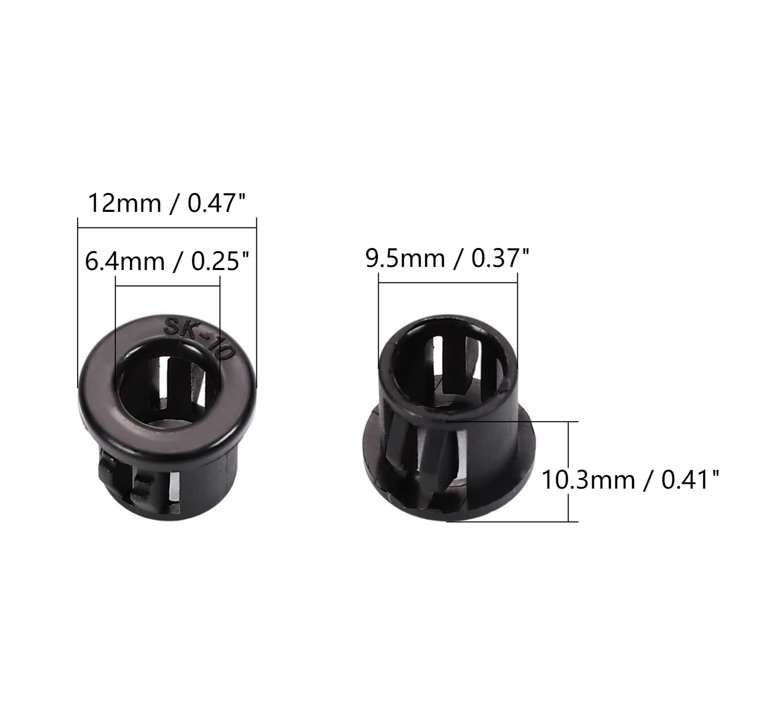 Jutagoss Cable Snap Bushing 20Pcs SK-10 Nylon Snap in Cable Hose Bushing Grommet Protector