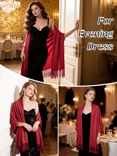 Image of Pashmina Scarf and Shawl - Soft Women Pashminas Wrap for Wedding Evening Party dresses