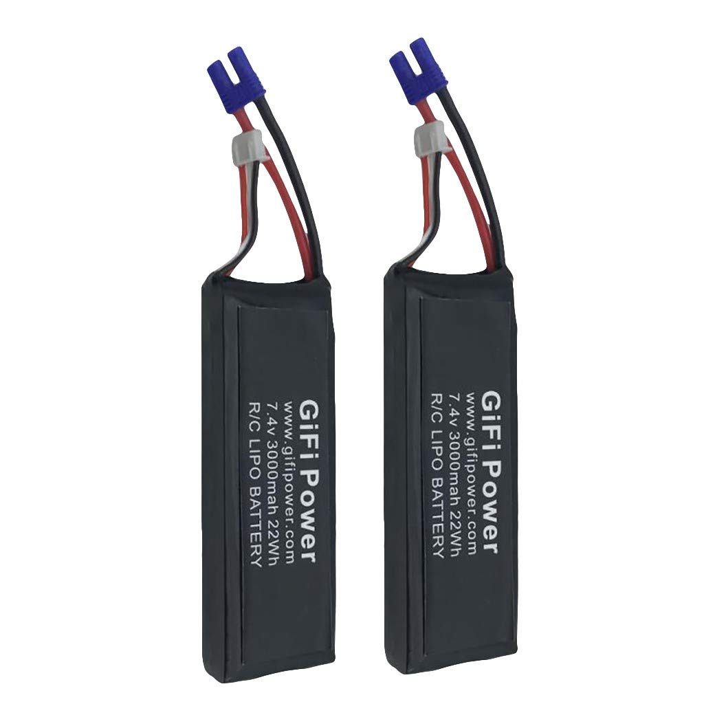 Dinglong 2Pcs Batterie Grande Capacité 7.4V 3000mAh Remplacement pour Hubsan H501S Drone