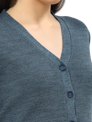 Image of Kalt Women Full Sleeves V-Neck Design Acrylic Cardigan Sweater