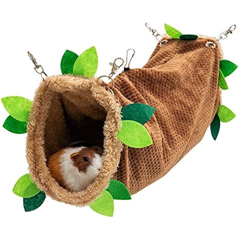Guinea Pig Tunnel Hammock - Soft Fleece Rat Hammock Hideout for Hamster Ferret Chinchilla Hedgehog Squirrel Small Animals - Swing Pet Hammock House Habitat Cage Accessories for Playing Sleeping Cover